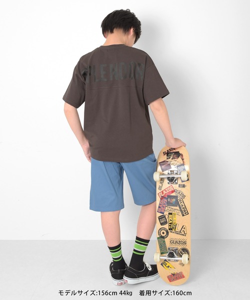 GLAZOS（グラソス）の「【接触冷感】バックロゴプリント半袖Tシャツ（Tシャツ/カットソー・キッズ・パープル/チャコールグレー/ブラック/ブルーグリーン/ベージュ・130cm/140cm/160cm/170cm/150cm）」の8枚目の写真