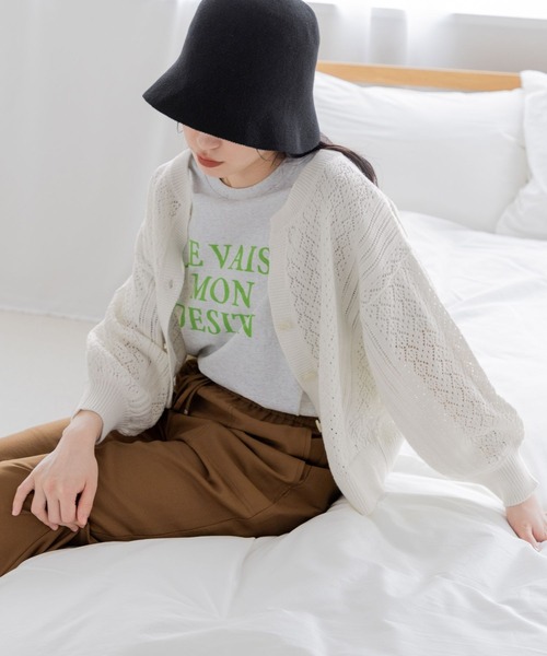 LOWRYS FARM（ローリーズファーム）の「２ＷＡＹスカシカーデ６Ｓ　192491（カーディガン/ボレロ・レディース・オレンジ/ホワイト/ブラック・FREE）」の5枚目の写真