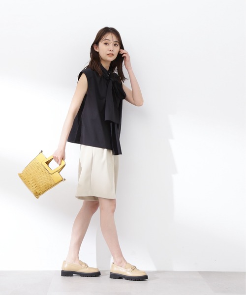 N.(N. Natural Beauty Basic)(エヌエヌナチュラルビューティーベーシック)の「◆ビッグボウタイノースリーブブラウス(シャツ/ブラウス・レディース・ブラック/ブルー/オフホワイト/ドット・MEDIUM)」の10枚目の写真