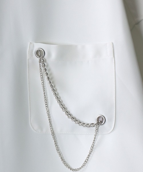 SITRY(シトリー)の「SITRY wide dress shirt with chain/別注 チェーン付き 半袖 ワイド ドレスシャツ(シャツ/ブラウス・メンズ・ホワイト/ホワイト系その他/ブラック/ブラック系その他・M/L)」の12枚目の写真