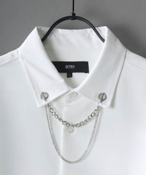 SITRY(シトリー)の「SITRY wide dress shirt with chain/別注 チェーン付き 半袖 ワイド ドレスシャツ(シャツ/ブラウス・メンズ・ホワイト/ホワイト系その他/ブラック/ブラック系その他・M/L)」の6枚目の写真