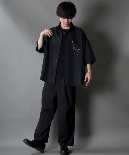 SITRY(シトリー)の「SITRY wide dress shirt with chain/別注 チェーン付き 半袖 ワイド ドレスシャツ(シャツ/ブラウス・メンズ・ホワイト/ホワイト系その他/ブラック/ブラック系その他・M/L)」の17枚目の写真