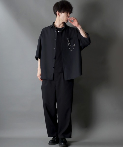 SITRY(シトリー)の「SITRY wide dress shirt with chain/別注 チェーン付き 半袖 ワイド ドレスシャツ(シャツ/ブラウス・メンズ・ホワイト/ホワイト系その他/ブラック/ブラック系その他・M/L)」の18枚目の写真