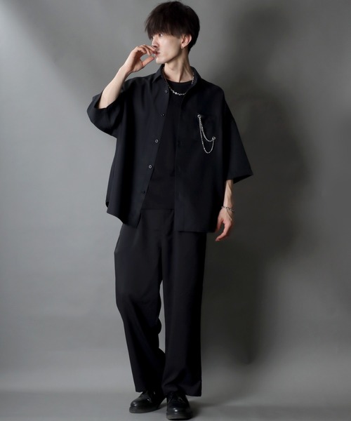 SITRY(シトリー)の「SITRY wide dress shirt with chain/別注 チェーン付き 半袖 ワイド ドレスシャツ(シャツ/ブラウス・メンズ・ホワイト/ホワイト系その他/ブラック/ブラック系その他・M/L)」の19枚目の写真