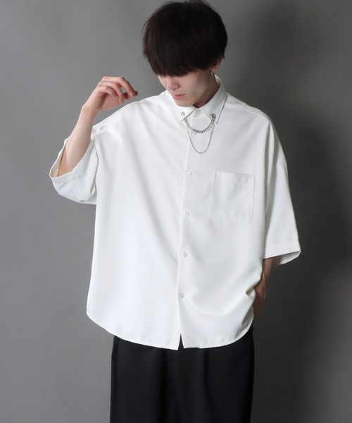SITRY(シトリー)の「SITRY wide dress shirt with chain/別注 チェーン付き 半袖 ワイド ドレスシャツ(シャツ/ブラウス・メンズ・ホワイト/ホワイト系その他/ブラック/ブラック系その他・M/L)」の21枚目の写真