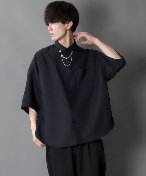 SITRY(シトリー)の「SITRY wide dress shirt with chain/別注 チェーン付き 半袖 ワイド ドレスシャツ(シャツ/ブラウス・メンズ・ホワイト/ホワイト系その他/ブラック/ブラック系その他・M/L)」の22枚目の写真