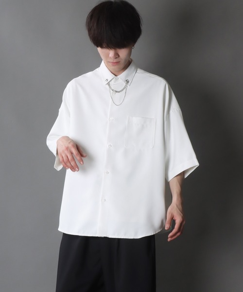 SITRY(シトリー)の「SITRY wide dress shirt with chain/別注 チェーン付き 半袖 ワイド ドレスシャツ(シャツ/ブラウス・メンズ・ホワイト/ホワイト系その他/ブラック/ブラック系その他・M/L)」の20枚目の写真