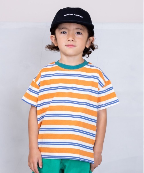 BIG FIELD（ビッグフィールド）の「ボーダーカラーTシャツ(80～150cm)（Tシャツ/カットソー・キッズ・グリーン/ターコイズブルー/オレンジ・80/90/95/100/110/120/130/140/150）」の3枚目の写真