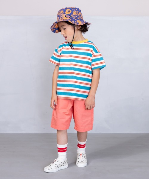 BIG FIELD（ビッグフィールド）の「ボーダーカラーTシャツ(80～150cm)（Tシャツ/カットソー・キッズ・グリーン/ターコイズブルー/オレンジ・80/90/95/100/110/120/130/140/150）」の4枚目の写真