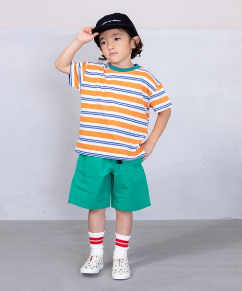BIG FIELD（ビッグフィールド）の「ボーダーカラーTシャツ(80～150cm)（Tシャツ/カットソー・キッズ・グリーン/ターコイズブルー/オレンジ・80/90/95/100/110/120/130/140/150）」の10枚目の写真