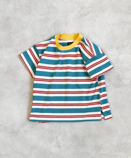 BIG FIELD（ビッグフィールド）の「ボーダーカラーTシャツ(80～150cm)（Tシャツ/カットソー・キッズ・グリーン/ターコイズブルー/オレンジ・80/90/95/100/110/120/130/140/150）」の6枚目の写真
