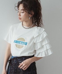 異素材フリルロゴTシャツ