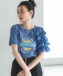 異素材フリルロゴTシャツ