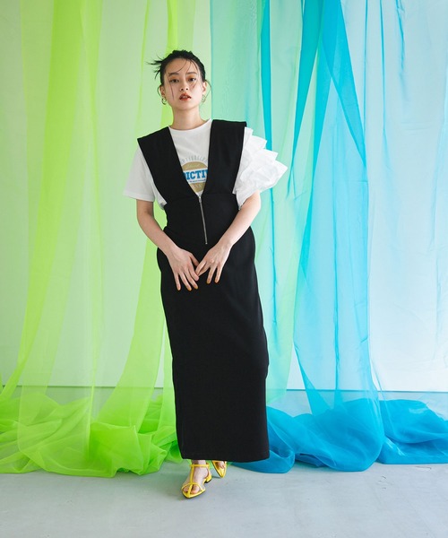 bohmal（ボマール）の「異素材フリルロゴTシャツ（Tシャツ/カットソー・レディース・ホワイト/チャコールグレー/ブルー・FREE）」の13枚目の写真