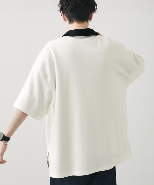 Anchor Smith(アンカー スミス)の「ハイポンチ ハーフジップクレリック配色S/Sカットソー(ポロシャツ・メンズ・グレイッシュベージュ/グレイッシュブルー/バーガンディー/ブラック/ホワイト/チャコール・L/M)」の11枚目の写真
