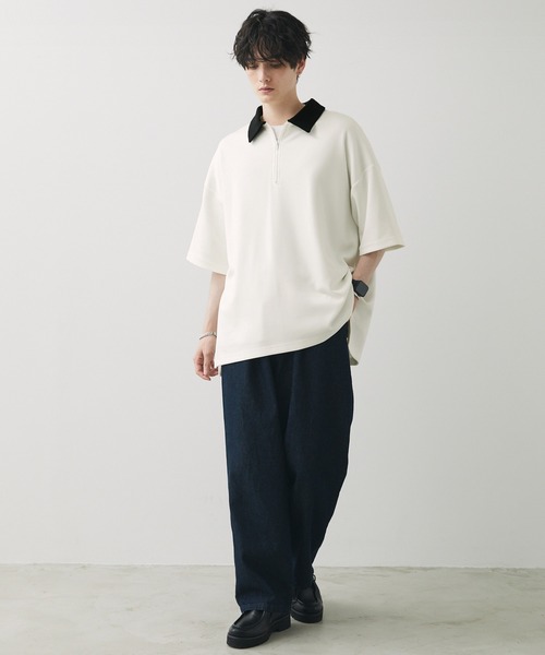 Anchor Smith(アンカー スミス)の「ハイポンチ ハーフジップクレリック配色S/Sカットソー(ポロシャツ・メンズ・グレイッシュベージュ/グレイッシュブルー/バーガンディー/ブラック/ホワイト/チャコール・L/M)」の12枚目の写真