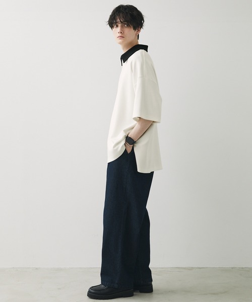 Anchor Smith(アンカー スミス)の「ハイポンチ ハーフジップクレリック配色S/Sカットソー(ポロシャツ・メンズ・グレイッシュベージュ/グレイッシュブルー/バーガンディー/ブラック/ホワイト/チャコール・L/M)」の13枚目の写真