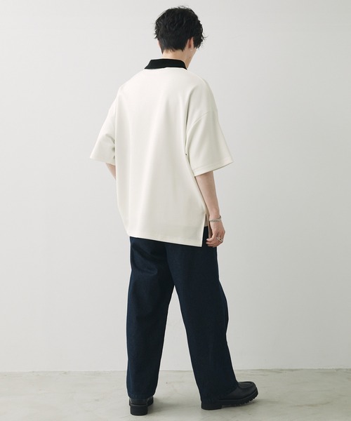 Anchor Smith(アンカー スミス)の「ハイポンチ ハーフジップクレリック配色S/Sカットソー(ポロシャツ・メンズ・グレイッシュベージュ/グレイッシュブルー/バーガンディー/ブラック/ホワイト/チャコール・L/M)」の15枚目の写真