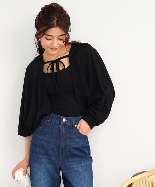 Cutie Blonde(キューティーブロンド)の「◆【上下2WAY】リボンがかわいい!ボレロカーディガン(カーディガン/ボレロ・レディース・ブルー/ホワイト系/ブラック・00)」の2枚目の写真