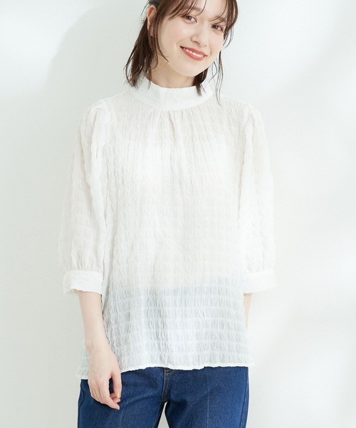 Jayro（ジャイロ）の「ポコポコブラウス（シャツ/ブラウス・レディース・ライトグリーン/イエロー/ホワイト/ブラック・M）」の2枚目の写真