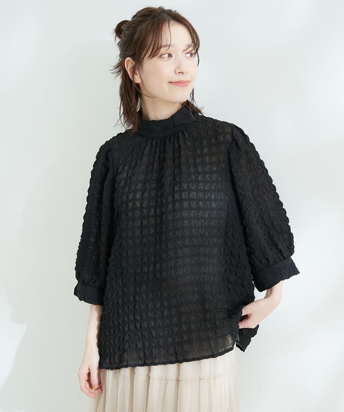 Jayro（ジャイロ）の「ポコポコブラウス（シャツ/ブラウス・レディース・ライトグリーン/イエロー/ホワイト/ブラック・M）」の3枚目の写真