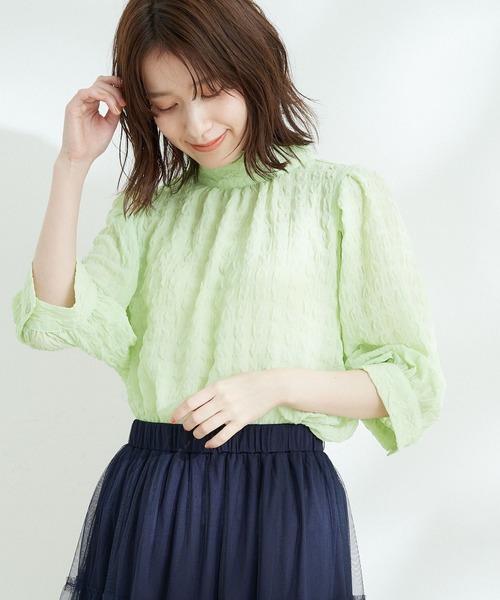 Jayro（ジャイロ）の「ポコポコブラウス（シャツ/ブラウス・レディース・ライトグリーン/イエロー/ホワイト/ブラック・M）」の5枚目の写真