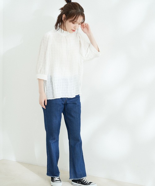 Jayro（ジャイロ）の「ポコポコブラウス（シャツ/ブラウス・レディース・ライトグリーン/イエロー/ホワイト/ブラック・M）」の9枚目の写真