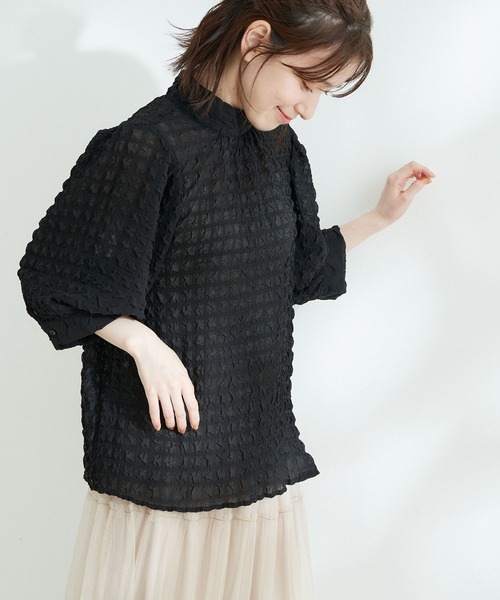 Jayro（ジャイロ）の「ポコポコブラウス（シャツ/ブラウス・レディース・ライトグリーン/イエロー/ホワイト/ブラック・M）」の11枚目の写真