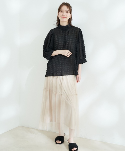 Jayro（ジャイロ）の「ポコポコブラウス（シャツ/ブラウス・レディース・ライトグリーン/イエロー/ホワイト/ブラック・M）」の12枚目の写真