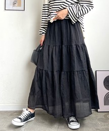 リネンティアードロングスカート