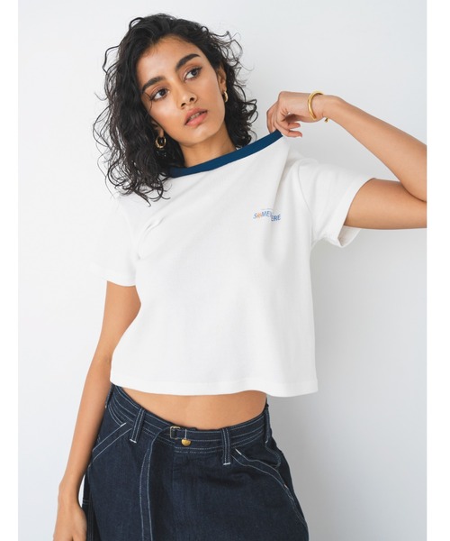 ALEXIA STAM(アリシアスタン)の「Somewhere Ringer Tee / SomewhereリンガーTee(Tシャツ/カットソー・レディース・ピンク/ホワイト/アイボリー・S/M)」の8枚目の写真