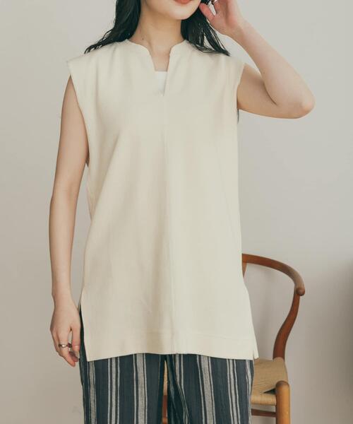 FORK&SPOON（フォークアンドスプーン）の「FORK&SPOON　キーネックチュニック（チュニック・レディース・ブラック/カーキ/アイボリー・1）」の12枚目の写真