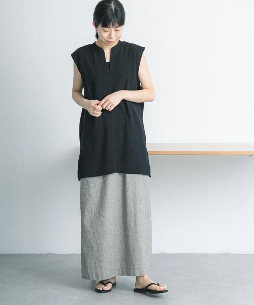 FORK&SPOON（フォークアンドスプーン）の「FORK&SPOON　キーネックチュニック（チュニック・レディース・ブラック/カーキ/アイボリー・1）」の14枚目の写真