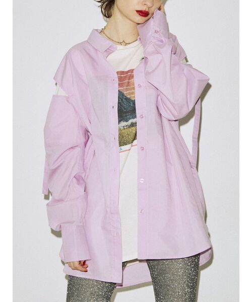 jouetie（ジュエティ）の「スリットスリーブルーズシャツ（シャツ/ブラウス・レディース・ブルー/オフホワイト/ピンク/イエロー・MEDIUM）」の9枚目の写真