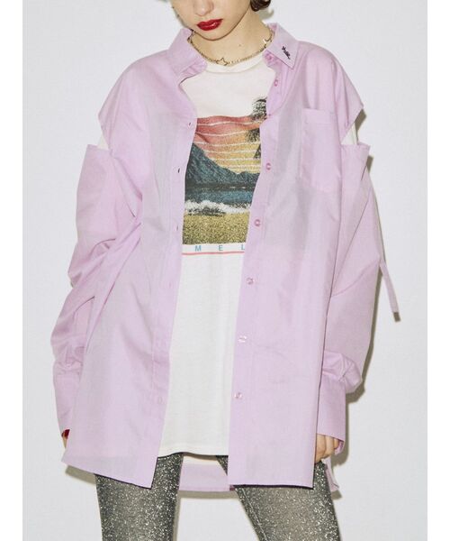 jouetie（ジュエティ）の「スリットスリーブルーズシャツ（シャツ/ブラウス・レディース・ブルー/オフホワイト/ピンク/イエロー・MEDIUM）」の10枚目の写真