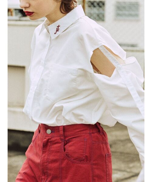 jouetie（ジュエティ）の「スリットスリーブルーズシャツ（シャツ/ブラウス・レディース・ブルー/オフホワイト/ピンク/イエロー・MEDIUM）」の13枚目の写真