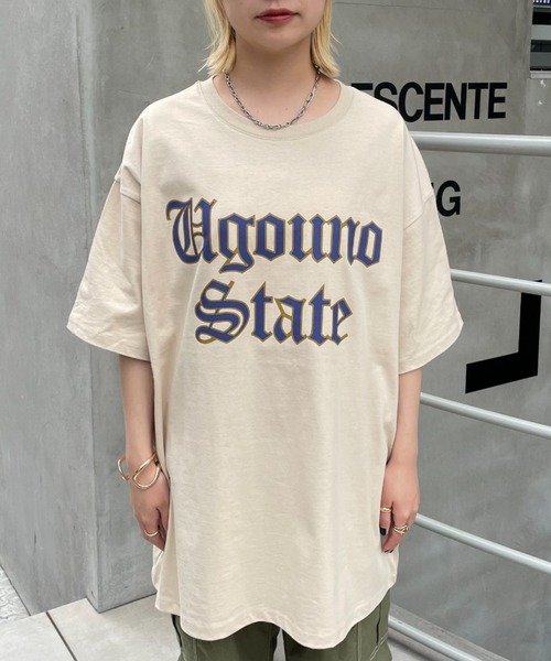 CIAOPANIC(チャオパニック)の「Old English ロゴT(Tシャツ/カットソー・レディース・ベージュ/ホワイト/ブラック/グレー・FREE)」の16枚目の写真