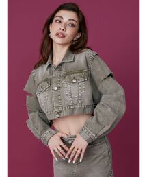 EVRIS | 2WAYクロップドデニムブルゾン【セットアップ着用可能】(デニムジャケット)