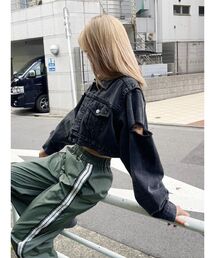 EVRIS | 2WAYクロップドデニムブルゾン【セットアップ着用可能】(デニムジャケット)