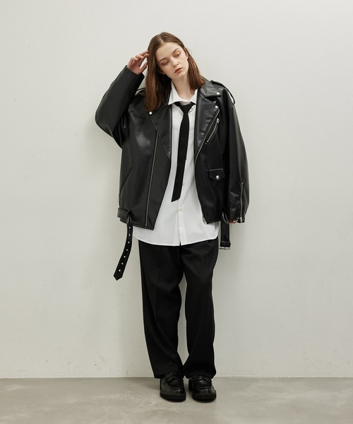 JUNRED（ジュンレッド）の「フェイクレザーダブルライダースジャケット（ライダースジャケット・メンズ・ブラック・S/M/L）」の7枚目の写真