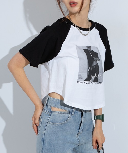 pumpkin port（パンプキンポート）の「転写 クロップド 半袖Tシャツ（Tシャツ/カットソー・レディース・グレー/ホワイト・MEDIUM）」の17枚目の写真
