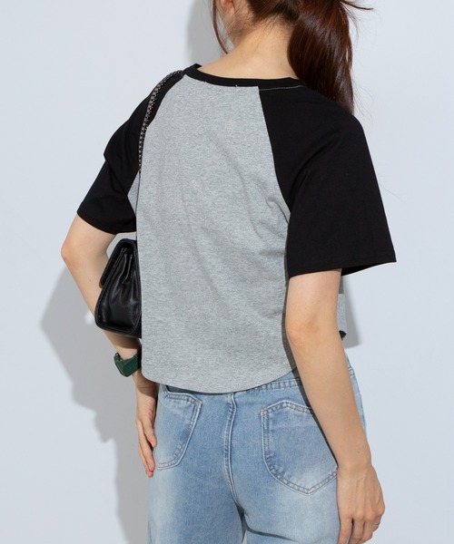 pumpkin port（パンプキンポート）の「転写 クロップド 半袖Tシャツ（Tシャツ/カットソー・レディース・グレー/ホワイト・MEDIUM）」の13枚目の写真