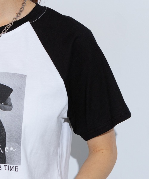 pumpkin port（パンプキンポート）の「転写 クロップド 半袖Tシャツ（Tシャツ/カットソー・レディース・グレー/ホワイト・MEDIUM）」の10枚目の写真