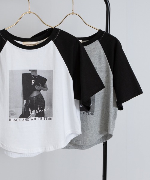 pumpkin port（パンプキンポート）の「転写 クロップド 半袖Tシャツ（Tシャツ/カットソー・レディース・グレー/ホワイト・MEDIUM）」の12枚目の写真