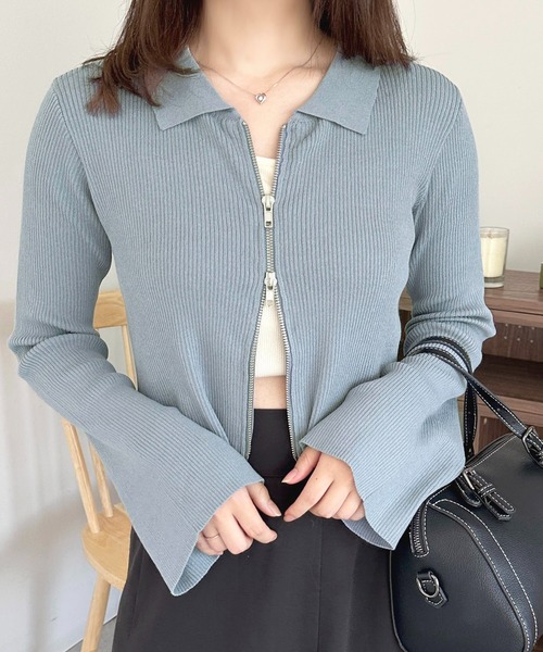 apres jour(アプレジュール)の「ダブルジップトップス【ZOZOTOWN限定アイテム】(Tシャツ/カットソー・レディース・ブラック/ライトイエロー/アイボリー/ブルー・X-LARGE/フリー)」の4枚目の写真