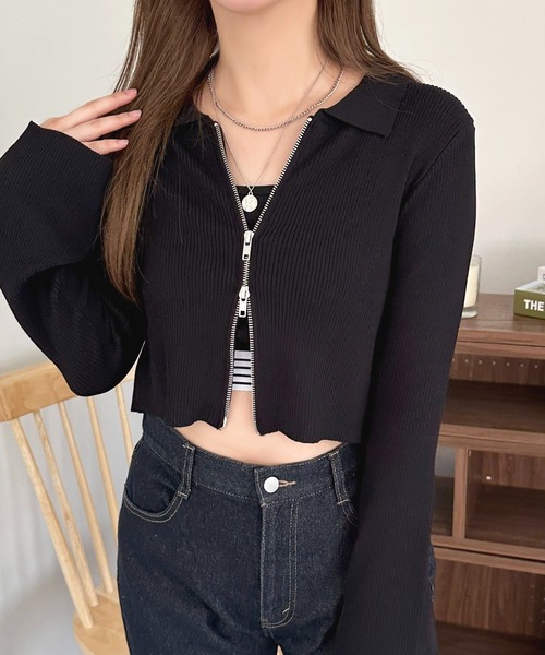 apres jour(アプレジュール)の「ダブルジップトップス【ZOZOTOWN限定アイテム】(Tシャツ/カットソー・レディース・ブラック/ライトイエロー/アイボリー/ブルー・X-LARGE/フリー)」の3枚目の写真