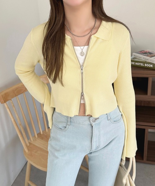 apres jour(アプレジュール)の「ダブルジップトップス【ZOZOTOWN限定アイテム】(Tシャツ/カットソー・レディース・ブラック/ライトイエロー/アイボリー/ブルー・X-LARGE/フリー)」の6枚目の写真