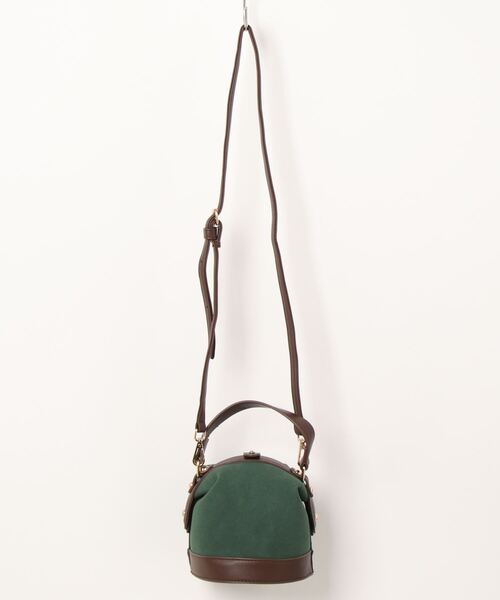 Q（キュー）の「スエードタッチドッキングミニバッグ（ハンドバッグ・レディース・ダークグリーン/ブラック・ONE SIZE）」の4枚目の写真
