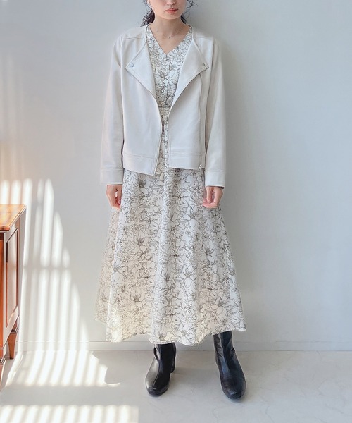 AS KNOW AS plus（アズノゥアズプラス）の「☆ポンチなライダースジャケット（ライダースジャケット・レディース・ピンク/モカ/アイボリー/スミクロ/グレイッシュベージュ・FREE）」の12枚目の写真