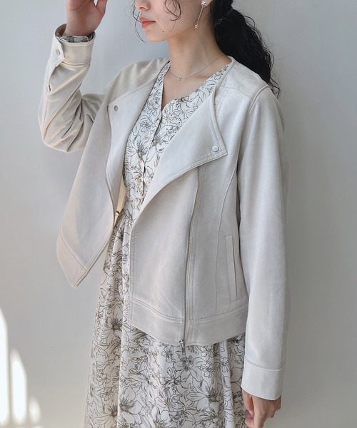 AS KNOW AS plus（アズノゥアズプラス）の「☆ポンチなライダースジャケット（ライダースジャケット・レディース・ピンク/モカ/アイボリー/スミクロ/グレイッシュベージュ・FREE）」の15枚目の写真